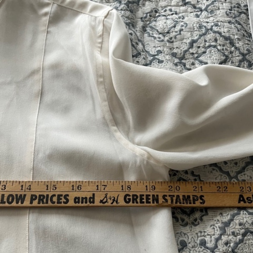 Equipment Femme Cream Silk Oversized Tuxedo Tunic Blouse Sz M Office Minimalist - Picture 7 of 8